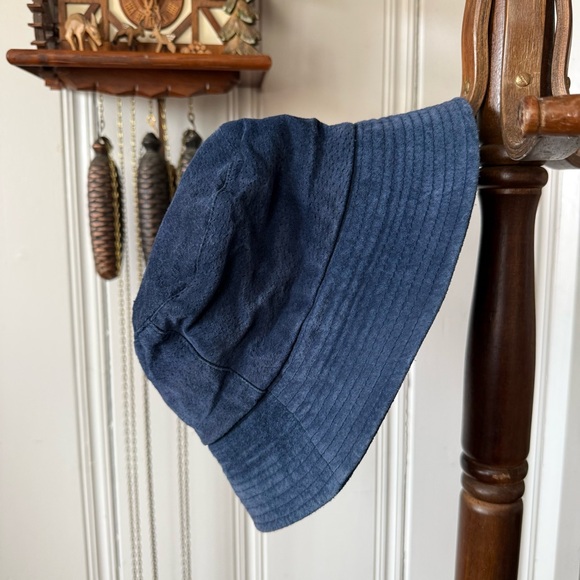 Vintage Pig-suede Leather Blue Bucket Hat - Picture 2 of 6